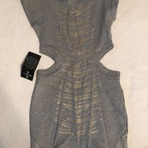 BEBE ADDICTION clubbing cut out silver gray mini